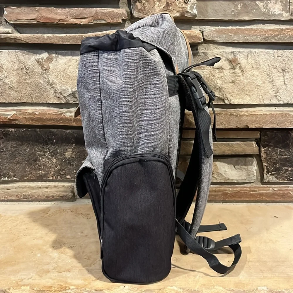 Eddie Bauer Diaper Backpack with Changing Pad Heather Grey Drawstring